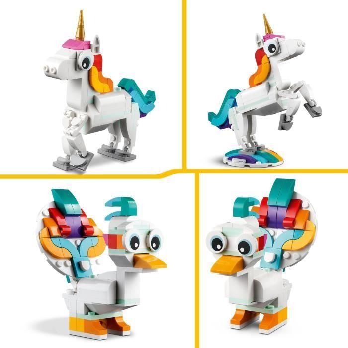 LEGO 31140 Creador 3-en-1 El Unicornio Mágico, Hipocampo y Pavo Real, Figuras de Animales 3