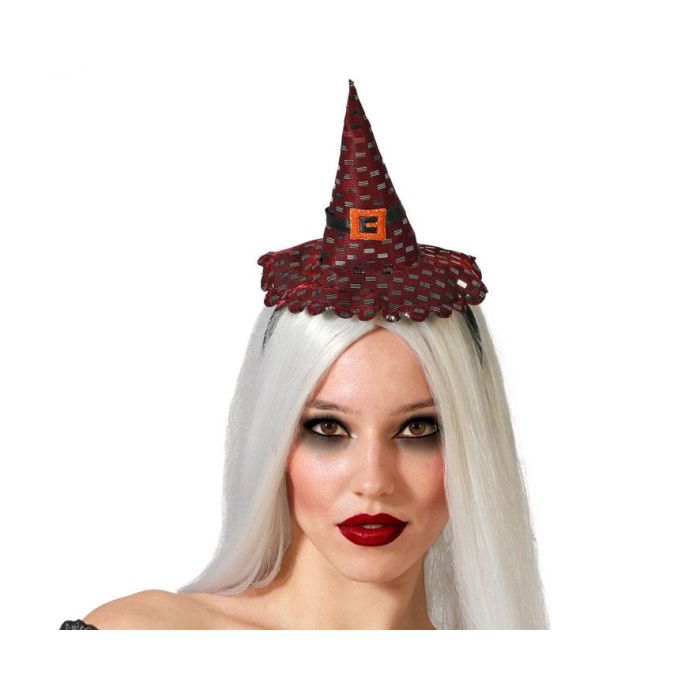 Diadema Sombrero Bruja Rojo para Mujer Adulto Elegante y Pasional