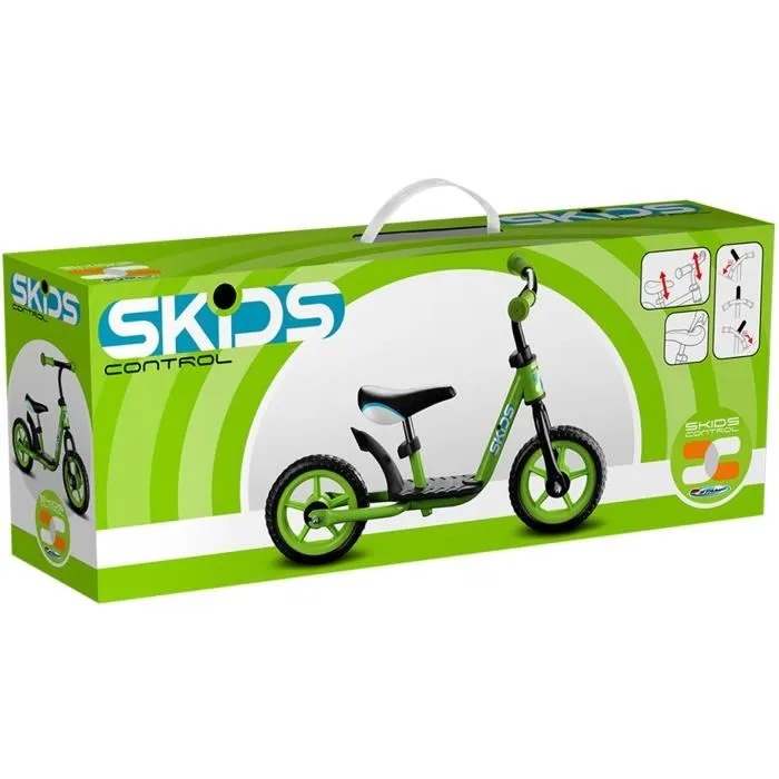 SKIDS CONTROL Bicicleta de Equilibrio con Reposapiés - Verde - Ruedas 10'' 4