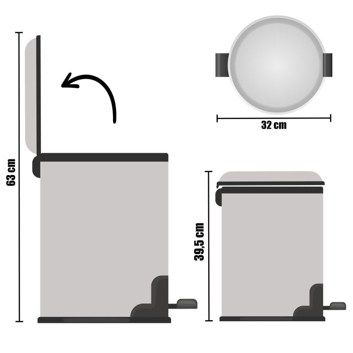 Papelera 12L Acero Inoxidable Con Pedal Berilo 31X38CM (4 Unidades) 2 Papelera 12L Acero Inoxidable Con Pedal Berilo 31X38CM (4 Unidades) 2