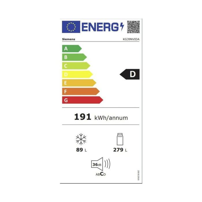 Frigorífico combinado Siemens AG KG39NVIDA Acero (200 x 60 cm) 1 Frigorífico combinado Siemens AG KG39NVIDA Acero (200 x 60 cm) 1