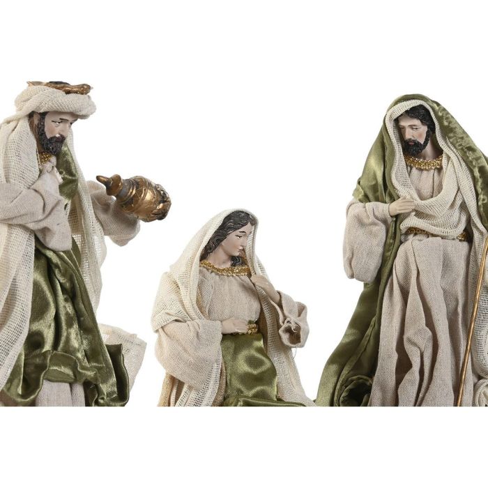 DKD Home Decor Nacimiento Navidad Moderno Beige Verde Poliéster - Set 9 Piezas para Decoración Navideña del Hogar 15x30x20 cm 3