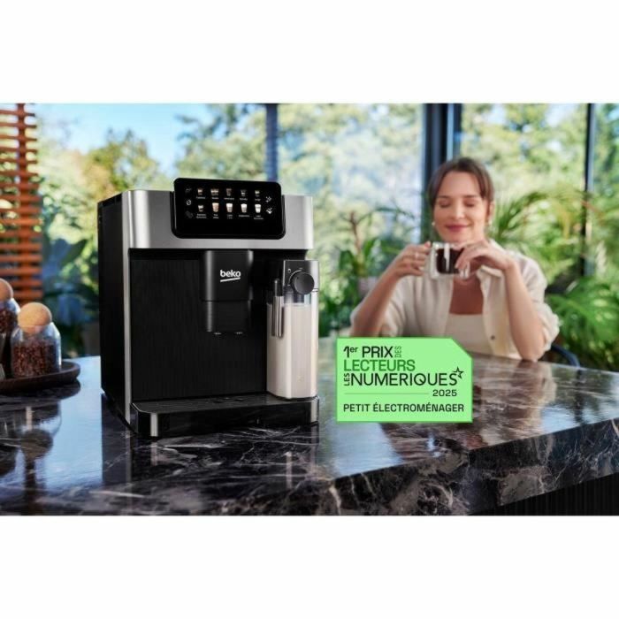 Beko CEG7304X Cafetera Automática con Molinillo Integrado, 1350 W, 19 Bares, Pantalla Táctil a Color 7
