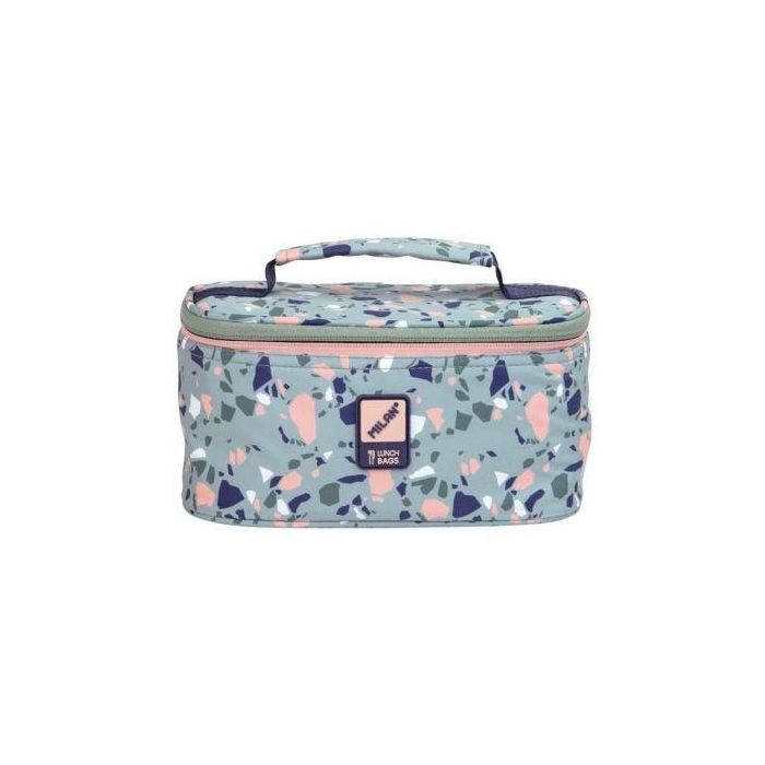 NEVERA / BOLSA ISOTERMICA PORTA ALIMENTOS MILÁN TERRAZO GREEN COLOR VERDE Y ROSA - 1 RECIPIENTE - CAPACIDAD 1.5L - BOLSILLO INTERIOR CON CREMALLERA 0 NEVERA / BOLSA ISOTERMICA PORTA ALIMENTOS MILÁN TERRAZO GREEN COLOR VERDE Y ROSA - 1 RECIPIENTE - CAPACIDAD 1.5L - BOLSILLO INTERIOR CON CREMALLERA 0