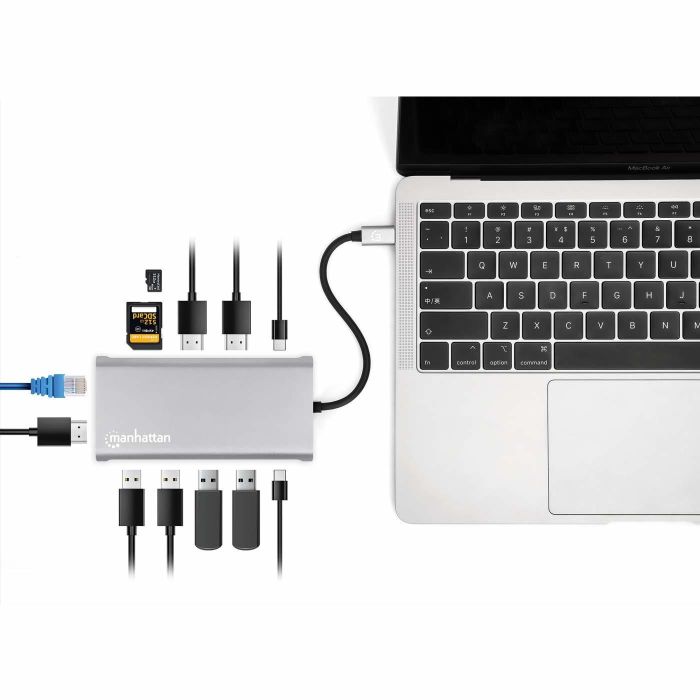 MANHATTAN 12-in1 Dockingstation 3xHDMI 4xUSB USB-C DP RJ45 9