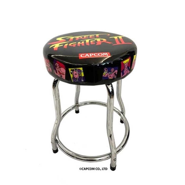 Arcade1Up Taburete Street Fighter Ajustable 21.5-29.5 Pulgadas Asiento Acolchado Marco Cromado 1