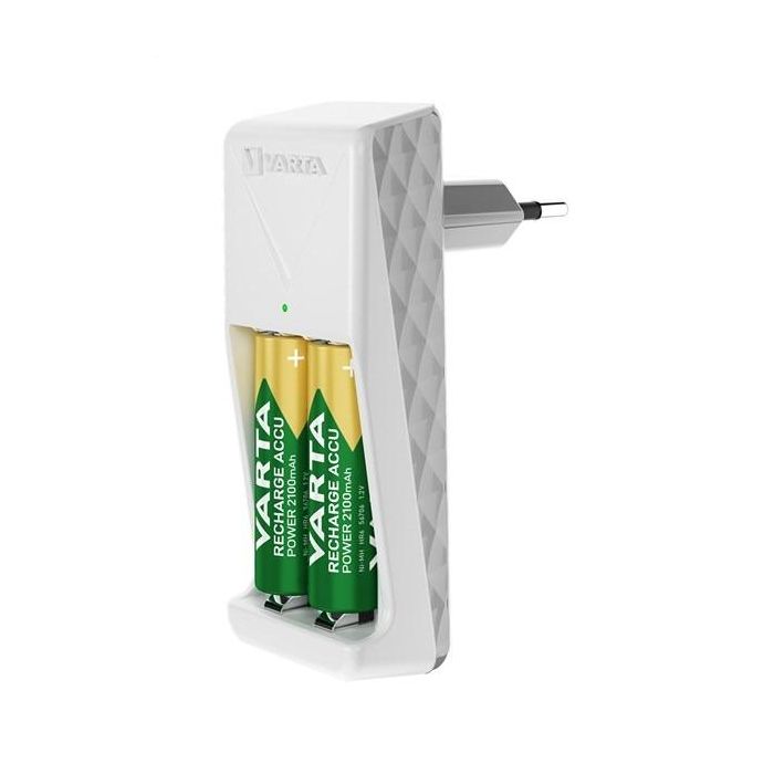 Varta Cargador de Pilas 2 AA/AAA Mini y 2xAA 2100 mAh con Protección y LED Blanco 1 Varta Cargador de Pilas 2 AA/AAA Mini y 2xAA 2100 mAh con Protección y LED Blanco 1