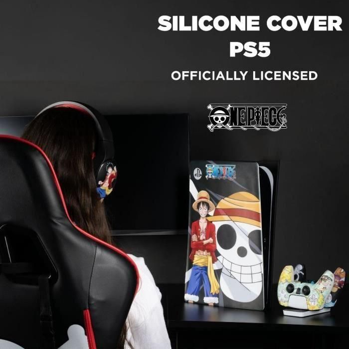 Konix KON1728086097607 Placa Frontal Protectora PS5 One Piece - Luffy - Silicona Antigolpes y Antiarañazos - Negro 5
