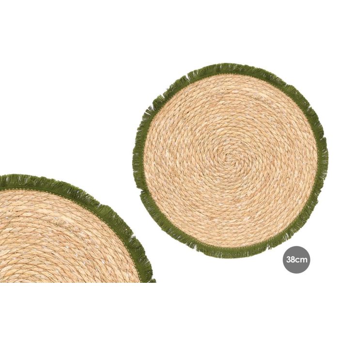 Kinvara Salvamantel 38 cm con Flecos Verde Enea y Algodón (Set de 24)