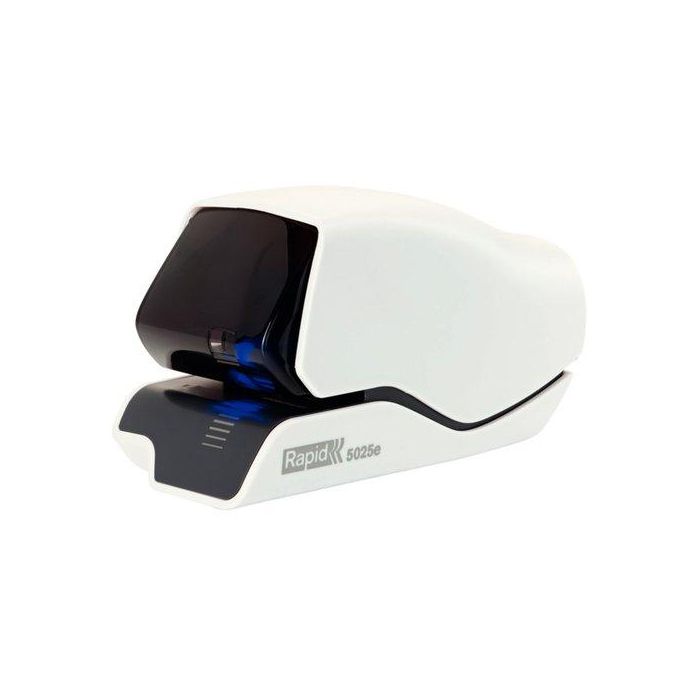 Rapid Grapadora Eléctrica 5025E - 25 Hojas, Sin Contacto, Con Guía LED, Ideal Oficina, Blanco