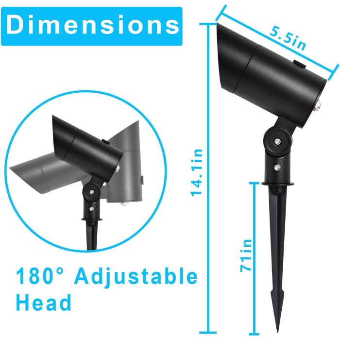 Foco LED con Pincho para Jardín 18W 60º IP65 3000K Blanco Cálido Acabado Negro Iluminación Exterior