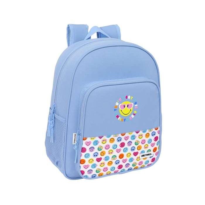 Mochila Escolar Smiley Joyful Azul Multicolor 32 x 38 x 12 cm