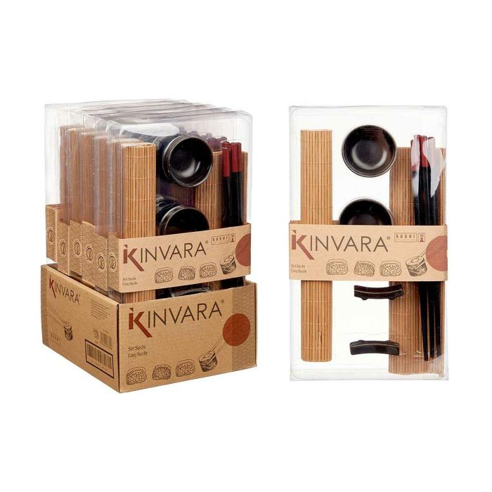 Set de Sushi Kinvara SJ4702 Negro Natural Bambú Loza (8 Piezas) (6 Unidades) 2