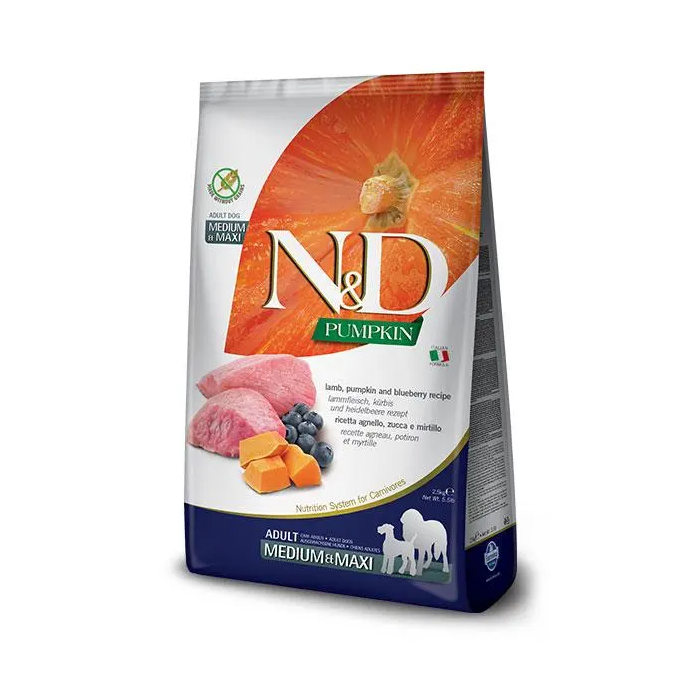 Farmina N&D Dog Pumpkin Medium Maxi Cordero 12 kg - Alimento para perros adultos sin cereales, con calabaza y cordero Farmina N&D Dog Pumpkin Medium Maxi Cordero 12 kg - Alimento para perros adultos sin cereales, con calabaza y cordero