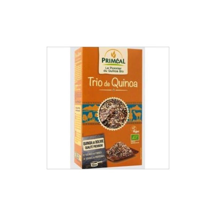 PRIMEAL Quinoa Trío Blanca Roja Negra Bio 500g, Semilla Ecológica Rica en Proteína y Fibra, Apta para Veganos