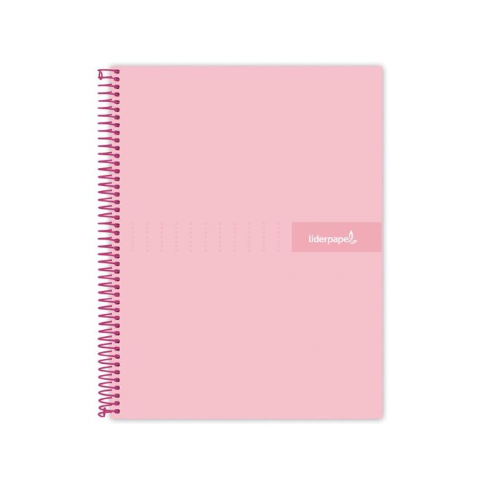 Cuaderno Espiral Liderpapel A5 Micro Crafty Tapa Forrada 120H 90 gr Cuadro 5 mm 5 Bandas6 Taladros Color Rosa 1