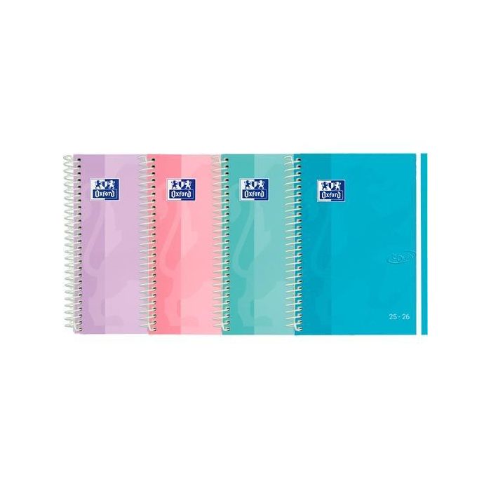 Oxford Agenda Escolar Touch Pastel Espiral 4º Sv T-Extradura C-Surtidos 2025-2026 Castellano, Compatible con SCRIBZEE®, Quicknotes®, Tapas Extraduras
