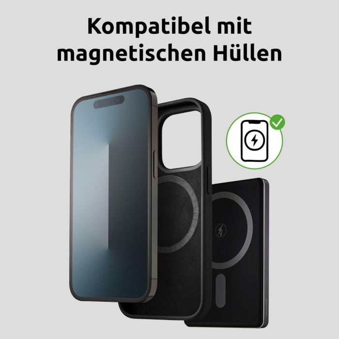Intenso MW5000 Powerbank Magnético Gris 5000mAh MagSafe y USB-C 20W para iPhone y Dispositivos Compatibles 4