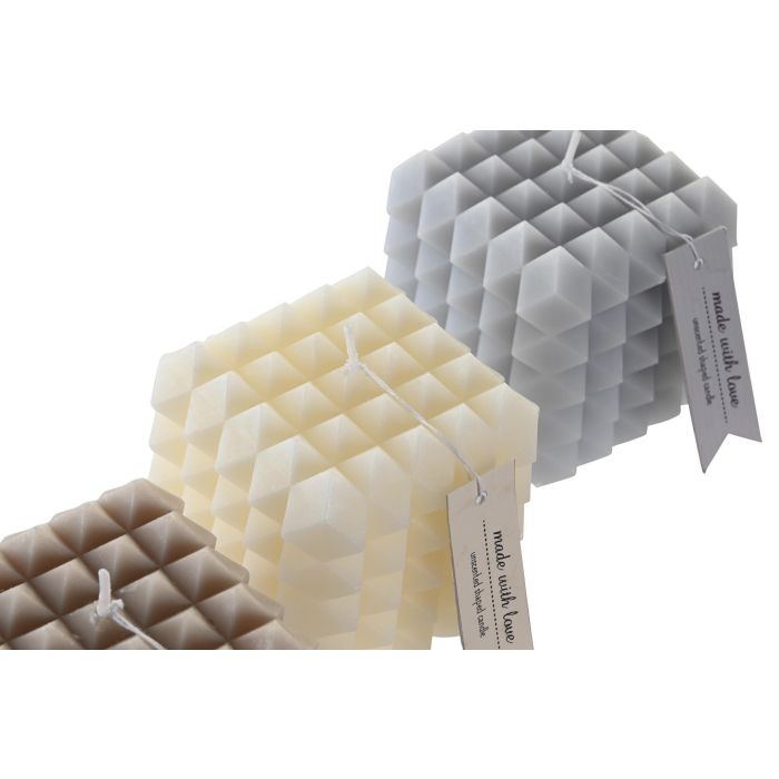 DKD Home Decor Vela Urban Geométrica de Cera Azul Gris Blanco 8x8x7 cm, 300 gr, Pack Surtido 6 Unidades 2