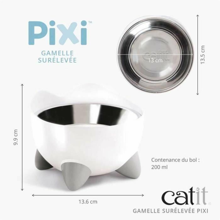 Comedero para gatos - CATIT - PIXI - 200 ml - Elevado - Cuencos extraíbles de acero inoxidable - Blanco 2 Comedero para gatos - CATIT - PIXI - 200 ml - Elevado - Cuencos extraíbles de acero inoxidable - Blanco 2