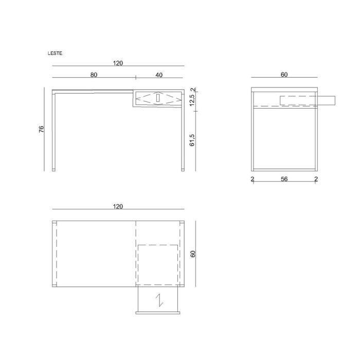 Escritorio Unique LESTE JSBG-142-1 Negro Acero 120 x 76 x 60 cm 1 Escritorio Unique LESTE JSBG-142-1 Negro Acero 120 x 76 x 60 cm 1
