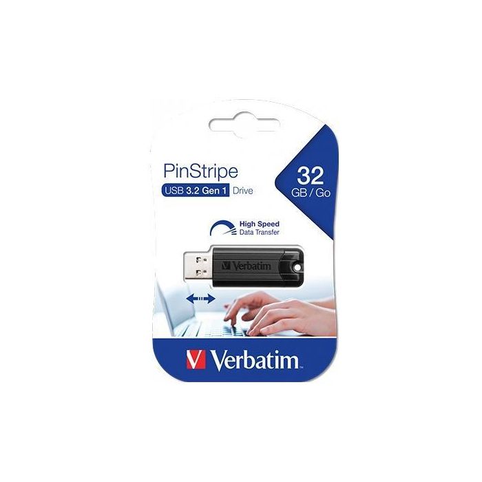 VERBATIM PENDRIVE PINSTRIPE 32GB HIGH SPEED RETRACTIL USB 3.2 NEGRO VERBATIM PENDRIVE PINSTRIPE 32GB HIGH SPEED RETRACTIL USB 3.2 NEGRO