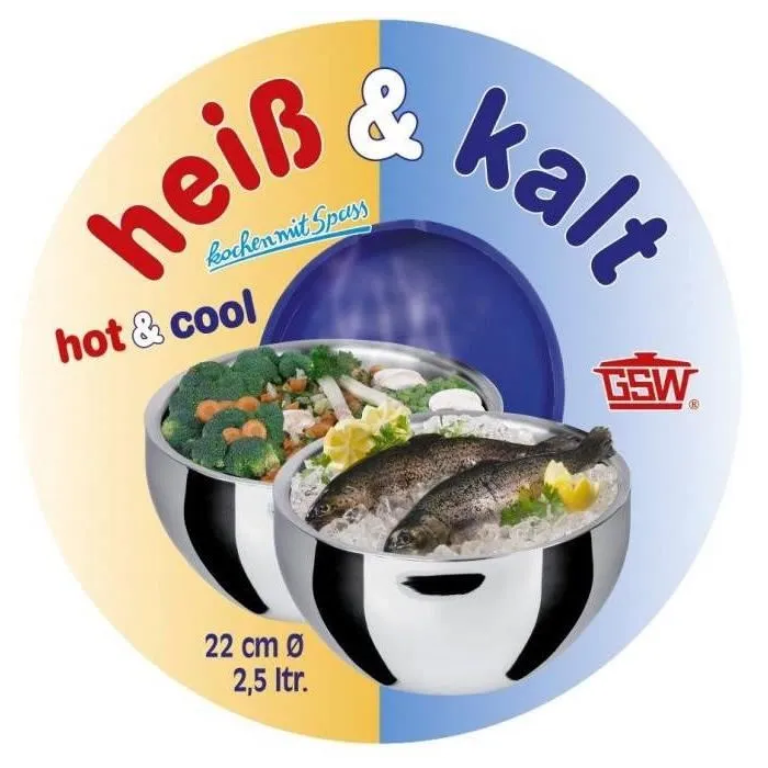 GSW 4005643552301 Ensaladera Térmica Acero Inoxidable 30 cm 5,50 L Tapa Antigoteo Doble Pared 5