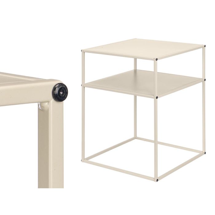 Giftdecor Mesa Auxiliar 2 Estantes Beige 37.5x50.5x37.5 cm de Metal