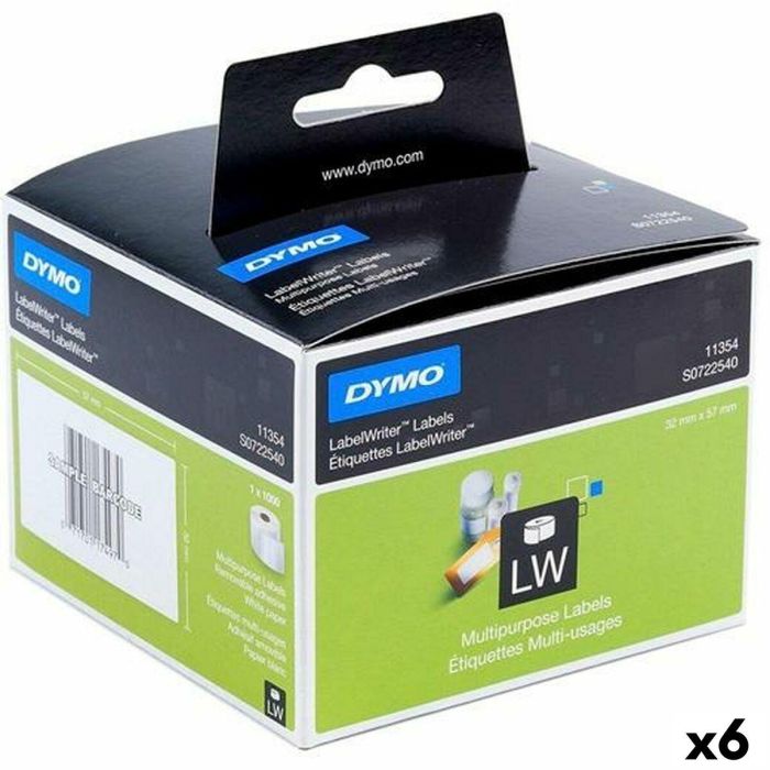 Etiquetas para Impresora Dymo Blanco Negro 32 x 57 mm 1000 Piezas (6 Unidades)