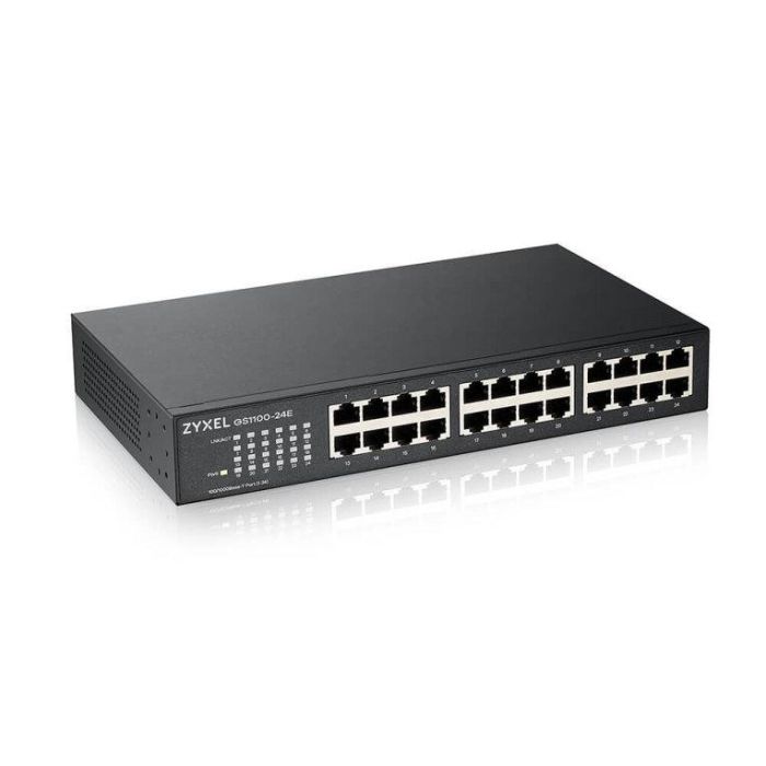 Zyxel GS1100-24E - Switch Gigabit Ethernet No Administrado de 24 Puertos (10/100/1000 Mbps), Capacidad 48 Gbit/s, Montaje Rack/Pared