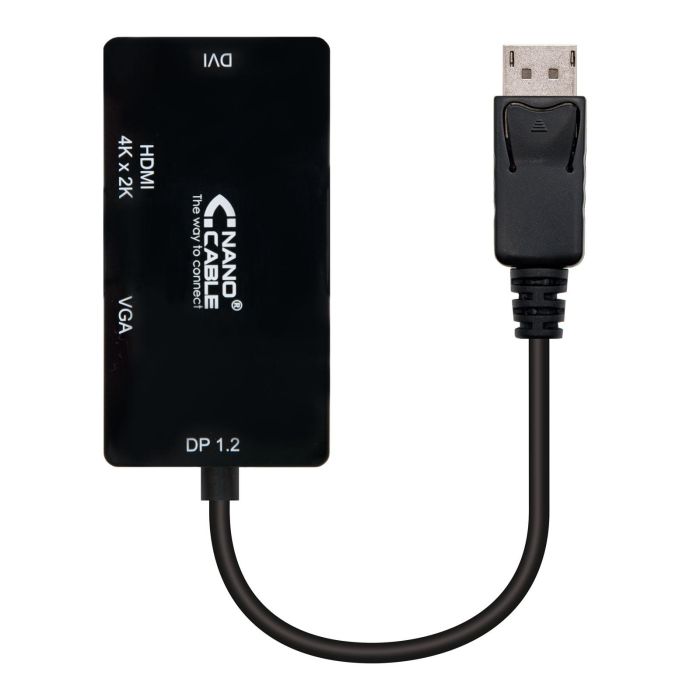 Nanocable 10.16.3301-BK Cable Conversor Displayport a VGA/DVI/HDMI 3 en 1 4K Plug & Play Negro 15 cm 1 Nanocable 10.16.3301-BK Cable Conversor Displayport a VGA/DVI/HDMI 3 en 1 4K Plug & Play Negro 15 cm 1