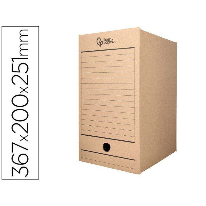 Caja Archivo Definitivo Liderpapel Folio Doble Ancho Carton Reciclado 400 gr-M2 Lomo 200 mm Kraft 367x200x251 mm