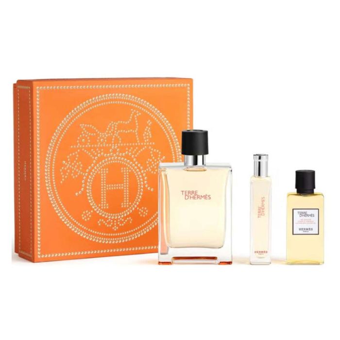 Hermès Terre d'Hermès Estuche Lote Cofre Regalo Hombre Eau de Toilette Amaderado Cítrico Fresco 3 pz (100ml EDT, 40ml Gel, 15ml EDT)