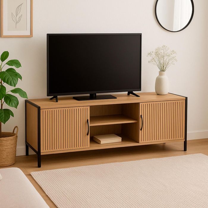Versa Mueble para televisión Nashville, 120x40x45 cm, madera MDF y metal 1 Versa Mueble para televisión Nashville, 120x40x45 cm, madera MDF y metal 1