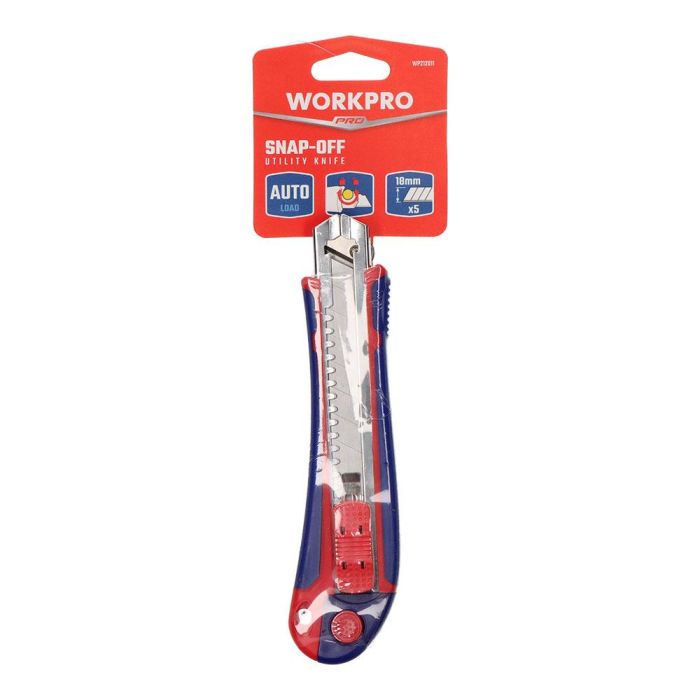 Workpro Cúter de Carga Automática 18 mm con 5 Cuchillas Autocargables 4 Workpro Cúter de Carga Automática 18 mm con 5 Cuchillas Autocargables 4