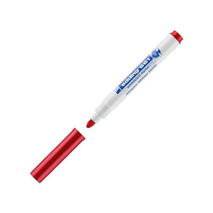 Edding Marcador Pizarra Blanca Rojo Punta Redonda 1-2mm (10 Unidades) - Borrado en Seco, Tecnología Cap-off (10 Unidades)
