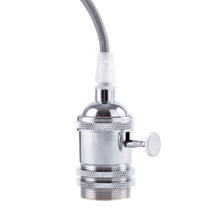 Pendel E27 Cable 1000mm con Tela, Rosetón e Interruptor - SC-MPL004