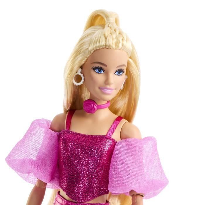 Barbie Jfp40 Muñeca Deluxe Style Metallic con Corset Rosa y Mangas de Organza, Incluye Accesorios Exclusivos (Pulseras, Bolso, Tacones)