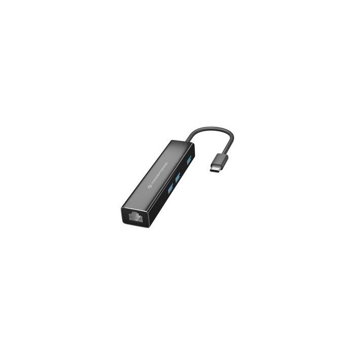 Conceptronic Adaptador USB-C a Gigabit Ethernet RJ45 con Hub USB 3.0, 3 Puertos, 5Gbps, 10/100/1000Mbps Conceptronic Adaptador USB-C a Gigabit Ethernet RJ45 con Hub USB 3.0, 3 Puertos, 5Gbps, 10/100/1000Mbps