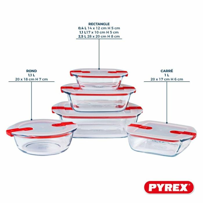 Pyrex AAAAY00560 Set 5 Recipientes Cook & Heat de Vidrio con Tapa y Válvula de Vapor para Almacenar y Microondas 6
