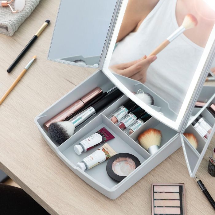 Espejo LED Plegable con Organizador de Maquillaje 3 en 1 Panomir InnovaGoods 14 Espejo LED Plegable con Organizador de Maquillaje 3 en 1 Panomir InnovaGoods 14