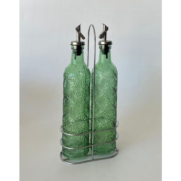 Aceitera Vinagrera Moderno DKD Home Decor Verde 7.4 x 32 x 14 cm Set de 2 1