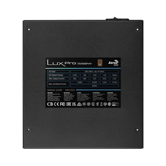 Aerocool LUXPRO650 Fuente de Alimentación 650W 80 PLUS Bronze ATX - Negro 2