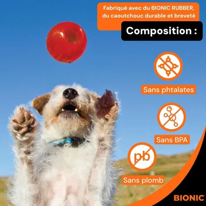 Bionic BIO0022517978054 Pelota Juguete para Perros Mediana 6,7 cm Caucho Ultra Resistente Libre de Plomo BPA y Ftalatos 1