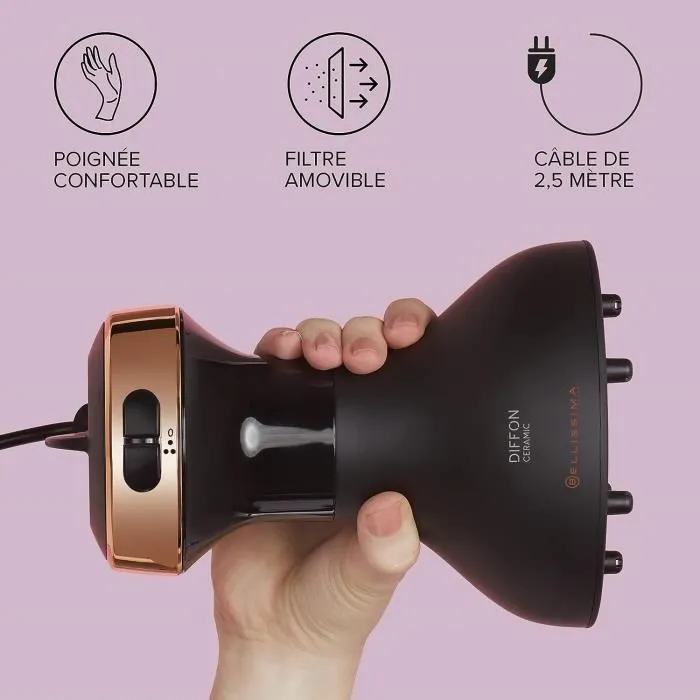 Bellissima Difusor de Aire Caliente para Cabello Rizado, My Pro Diffon Secador de Pelo Cerámico Suave y Natural, 2 Potencias 700W, IME8007403117993 5