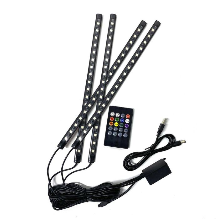 Occ Sport OCCLED11 Luz LED Ambiente para Automóvil, Kit con Mando a Distancia, Colores RGB al Ritmo de Música, USB, 4 Tiras 0 Occ Sport OCCLED11 Luz LED Ambiente para Automóvil, Kit con Mando a Distancia, Colores RGB al Ritmo de Música, USB, 4 Tiras 0