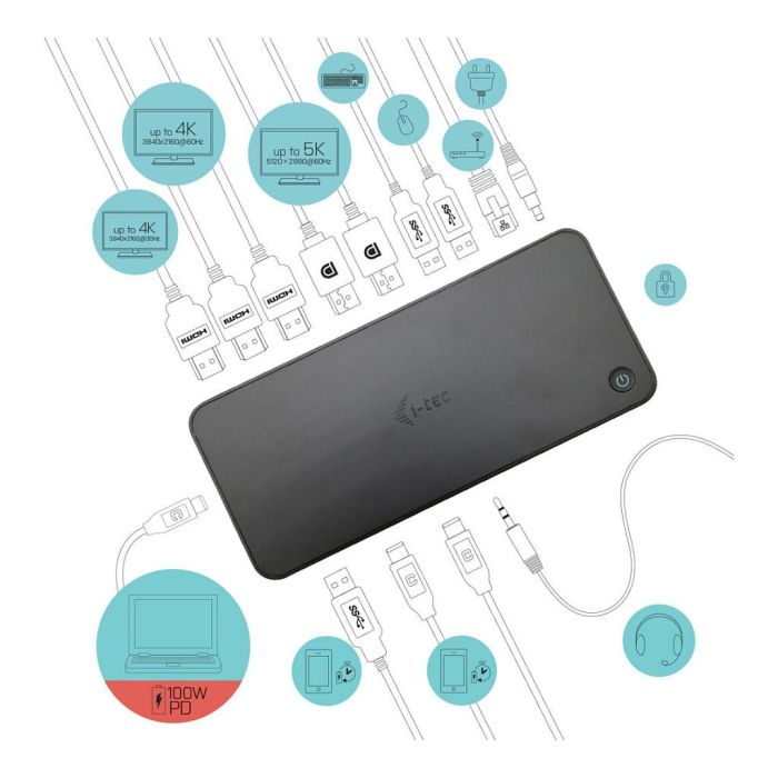 I-TEC Docking Station USB 3.0/USB-C/Thunderbolt con PD 100W, 3x 4K 60Hz para Portátiles 3 I-TEC Docking Station USB 3.0/USB-C/Thunderbolt con PD 100W, 3x 4K 60Hz para Portátiles 3