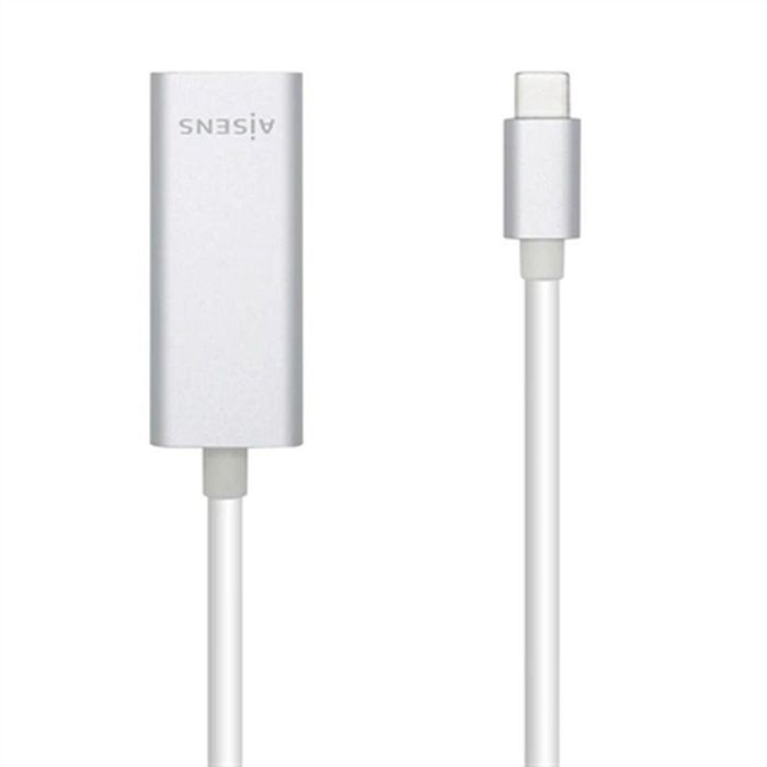 AISENS A109-0505 Adaptador de Red USB-C a Ethernet RJ45 Gigabit para PC Portátil, USB 3.2 Gen 1 (1000 Mbps), Color Plata, 15cm