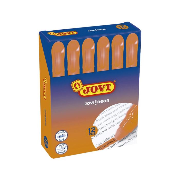 Marcador De Cera Gel Jovi Fluorescente Naranja Caja De 12 Unidades 1