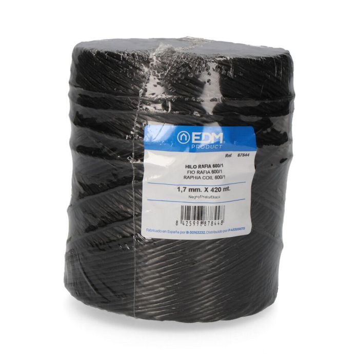 Edm Cordel rafia negro 600/1, hilo de ráfia, 1.7 mm x 420 m, para plantas, invernaderos, floricultura 0 Edm Cordel rafia negro 600/1, hilo de ráfia, 1.7 mm x 420 m, para plantas, invernaderos, floricultura 0